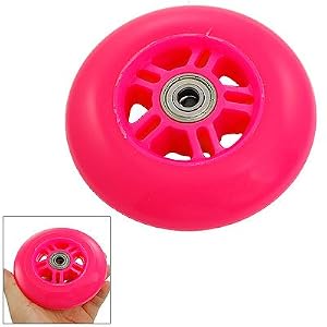 Replacement 100mm Diameter Pink TPU Scooter Wheel w 2 Bearings