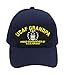Air Force Grandpa - Proud Grandfather of a US Airman Hat/Ballcap (Black) Adjustable One Size Fits Most (Navy Blue, Add American Flag)