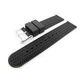 Men's Rubbertech Silicone Rubber Watchband Stainless Steel Buckle.? Black 22mm