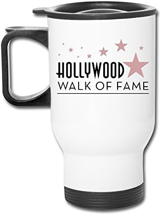 Superior Hollywood Walk Of Fame Sign Travel Mugs With Handle White Drink Bottle With Easy Clean Lid