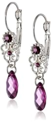 1928 Jewelry "Essentials" Silver-Tone Purple Teardrop Earrings