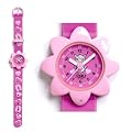 Bugzz Kids Stuff - Montre enfant p�dagogique - Fille - Poney et petits coeurs - Bracelet Plastique gomme 3D rose avec motifs