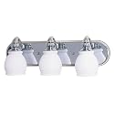 Price Pfister Treviso Three-Light Upward Wall Sconce, Chrome with Opal White Globes #9613-15