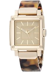 Vince Camuto Womens VC/5040IVTO Tortoise Square Gold-Tone Tortoise Resin Bangle Watch