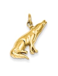 14k Yellow or White Gold Wolf Charm