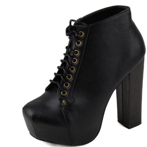 Nature Breeze Women’s Francheska-01 PU Leather Platform Booties