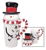Sakura Snowman with Red Scarf Covered Latte Mug