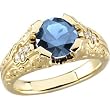 14K Yellow Gold London Blue Topaz and Diamond Ring