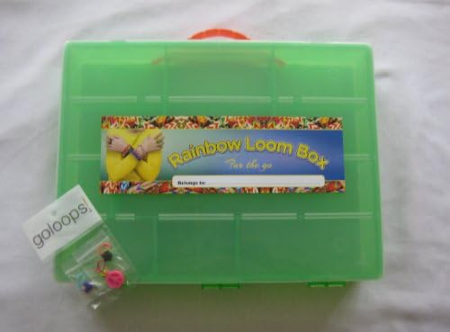 PERFECT Rainbow Loom Organizer Box with NAME TAG --Fits 2 Looms, Hooks Thousands Of Rubber Bands and Accessories (Lime Color) BONUS: 3 GOLOOP CHARMS!!