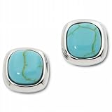 Bridge Jewelry Sterling Silver Turquoise Square Button Earrings - Silver