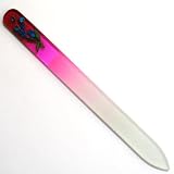 Cyrstal Glass Nail Files 5 1/2 - HOT PINK w/Flower Design
