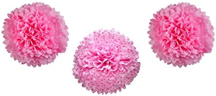 HIART Pom Pom Tissue Flower, 20-Inch, Pink, Set of 3