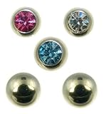 Stainless Steel Set of 5 Plain and Cubic Zirconia Body Bar Balls