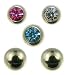 Stainless Steel Set of 5 Plain and Cubic Zirconia Body Bar Balls