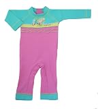 Bright Bots UPF50+ Australian Girls Sunsuit Pink and Turquiose Long Leg/Sleeve All in One size 3-6 months