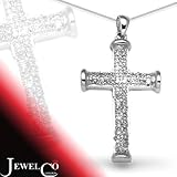 Jewelco London 9 Carat White Gold 25pts Diamond Cross (Comes with 18 inch Pendant Chain)
