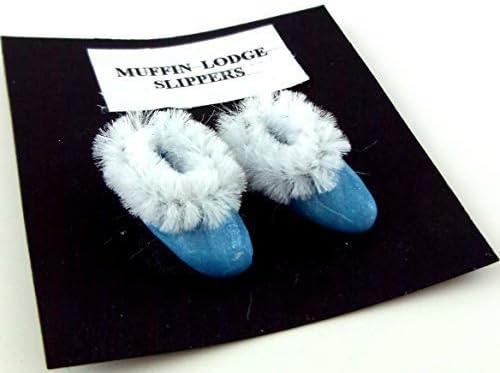 MUFFIN LODGE Dolls House Blue Lady Slippers Miniature Hand Made Bathroom Bedroom Accessory