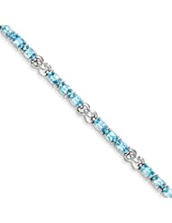 Sterling Silver Blue Topaz Bracelet, Best Quality Free Gift Box Satisfaction Guaranteed
