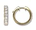 1 Carat Bead Set Diamond Hoop Earrings in 14k Yellow Gold (with Safety Lock)