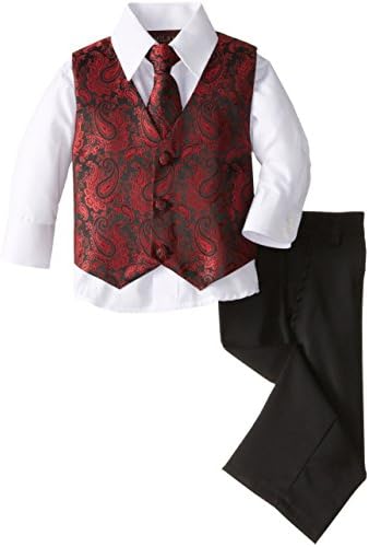 Milano Couture Baby Boys' 4 Piece Paisley Vest Set with Clip Tie