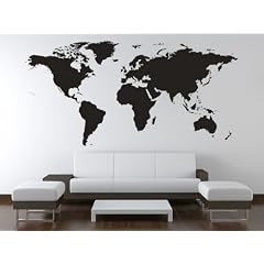 Wandtattoo Weltkarte in XXL Wandaufkleber (Gr��e: 1,80m x 0,84m)