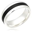 Men's Black Titanium and Sterling Silver Ring