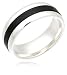 Men's Black Titanium and Sterling Silver Ring