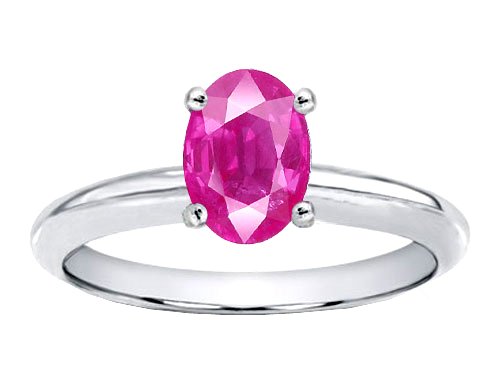 Childrens Toyshop  Jewelry : 1.00 cts Genuine Pink Sapphire Solitaire Engagement Ring - 14kt White or Yellow Gold
