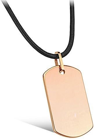 JuliesDeal Fashion Jewelry Fashion Women's Necklace Rose Gold Plated Smooth Tungsten Steel Rectangle Pendant 19.69 Inch Length Gift