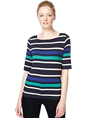 Autograph Square Neck Multi-Striped Top
