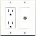 RiteAV - 15 Amp Power Outlet and 1 Port Coax Cable TV- F-Type Decora Type Wall Plate - White