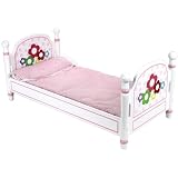 18 Inch Doll Bed and Doll Bedding for American Girl Dolls & More, Hand Painted & Easy to Assemble Baby Doll Bed