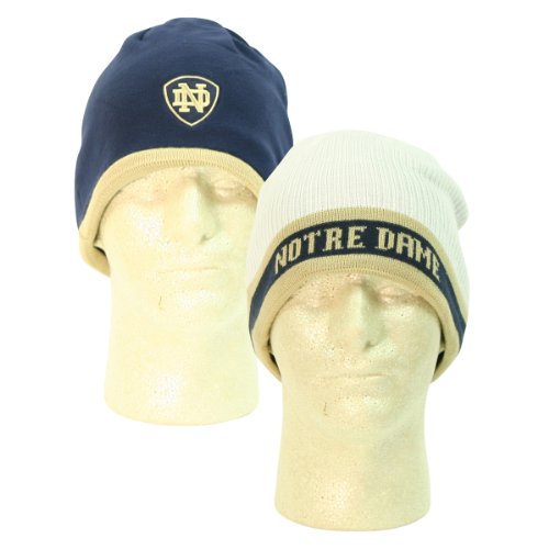 Notre Dame Fighting Irish Reversible Fashion Winter Knit Hat - Navy / Oatmeal