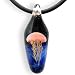 Handmade Glass Jellyfish Pendant with Rubber Cord Necklace