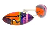 Designer handcrafted curved marquis shaped acrylic and foil cufflinks
