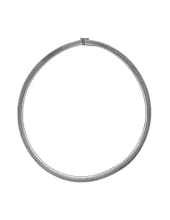 18K White Gold Omega Dome 8mm Necklace 16 Inch