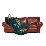 Miami Dolphins NFL Adult Smoke Comfy Throw Blanket with Sleeves