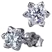 Six Sided Star Diamond Cubic Zirconia Platinum Overlay CAREFREE Sterling Silver Stud Earrings