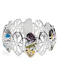 Silver Dream Inspire Wish Flower Oval Antique Stretch Bracelet Jewelry