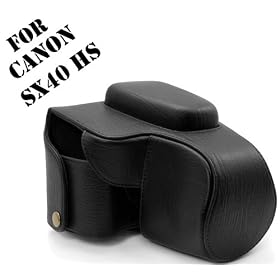 MegaGear Ever Ready Protective Black Leather Camera Case, Bag for Canon SX40 HS SX40HS