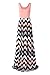 shangke Womens Ladies Striped Zig Zag Scoop Neck Chevron Print Tank Maxi Long Party Dress (M, Pink)