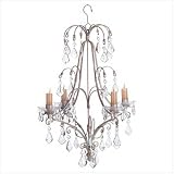 Distressed White Metal Chandelier Candle Holder