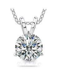 0.10 Ct Ladies Round Cut Diamond Soitaire Pendant Necklace