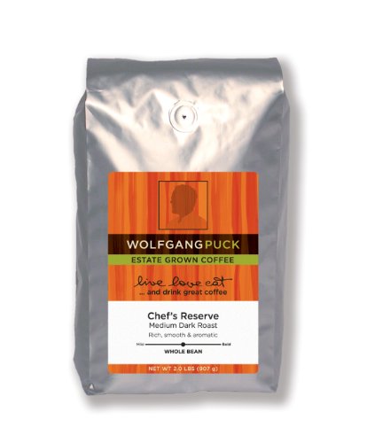 Wolfgang Puck Coffee Chefs Reserve Decaf Whole Bean Bulk Coffee, 2-Pounds