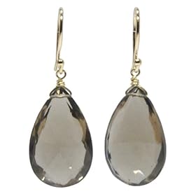 14k Yellow Gold Smoky Quartz Briolette Earrings by Amazon.com Collection