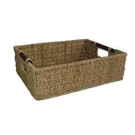 BRAND NEW SEAGRASS STORAGE BASKET WITH WOOD HANDLES LARGE