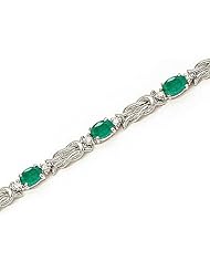 14kt Yellow Gold Oval Emerald and Diamond Bracelet