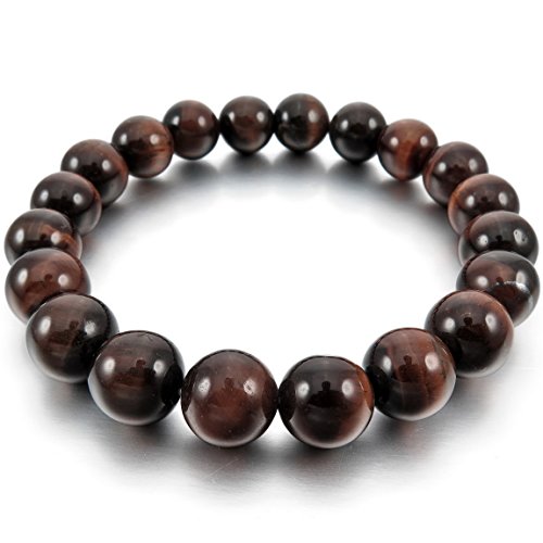 Men,Women's 10mm 12mm Bracelet Link Wrist Energy Stone Agate Brown Buddha Mala Beads Elastic