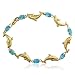 10k Yellow Gold Blue Topaz Dolphin Bracelet