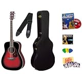 Yamaha FG720S Dusk Sun Red Folk Acoustic Guitar Bundle with Yamaha Hard Case, Instructional DVD, Picks, Strap, Strings, Pick Card, and Polishing Cloth
